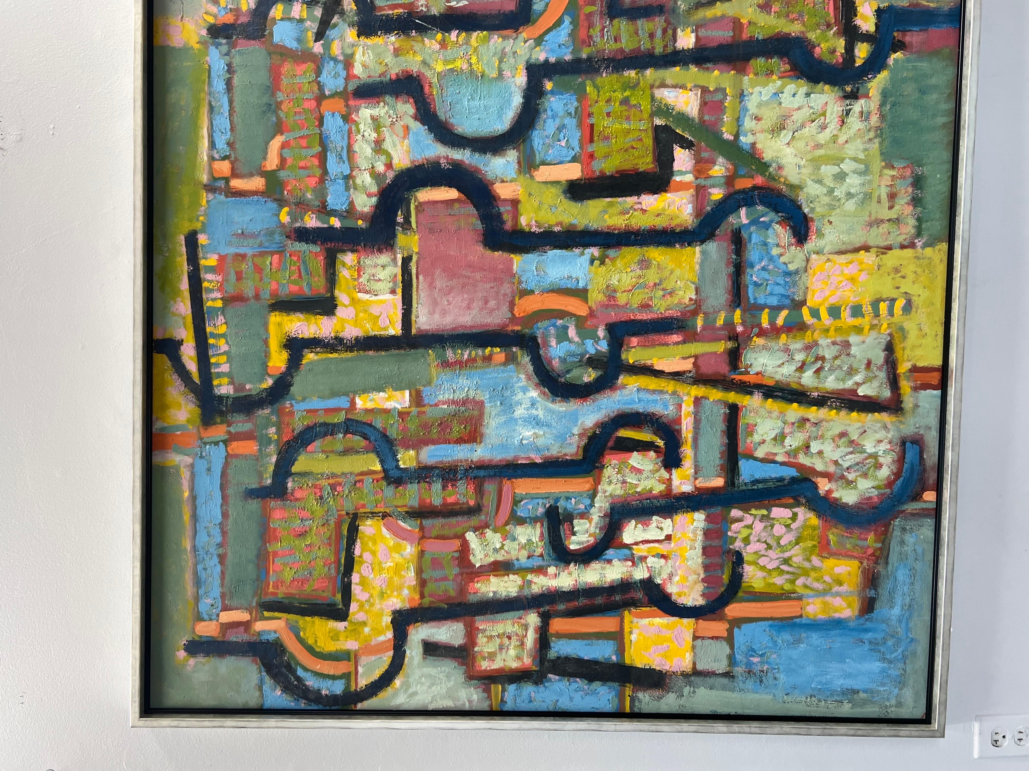 Paint Ben Wilson Large Abstract Oil on Board New York School, 1970s For Sale