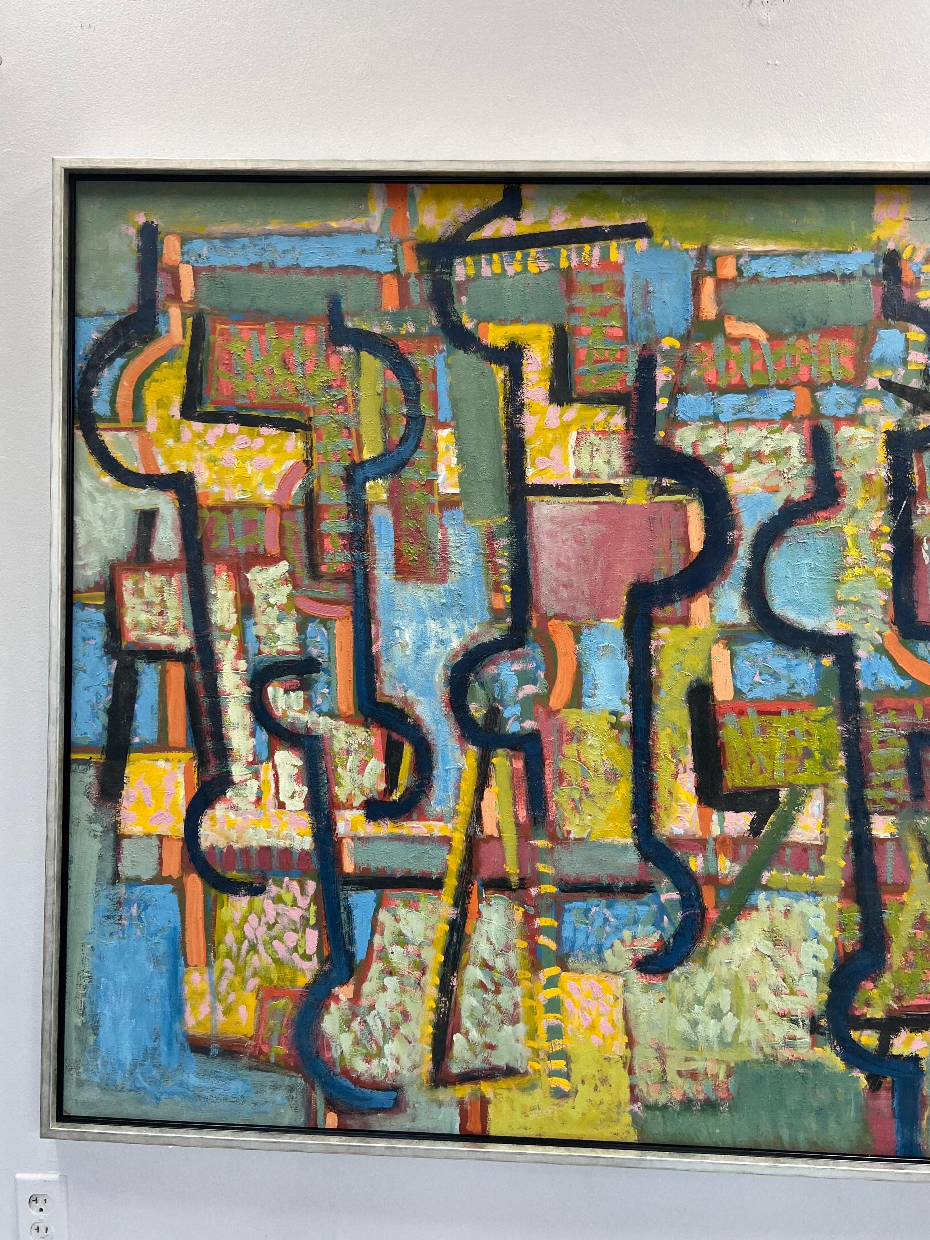 Pittura Ben Wilson Olio astratto di grandi dimensioni su tavola Scuola di New York, anni '70 in vendita