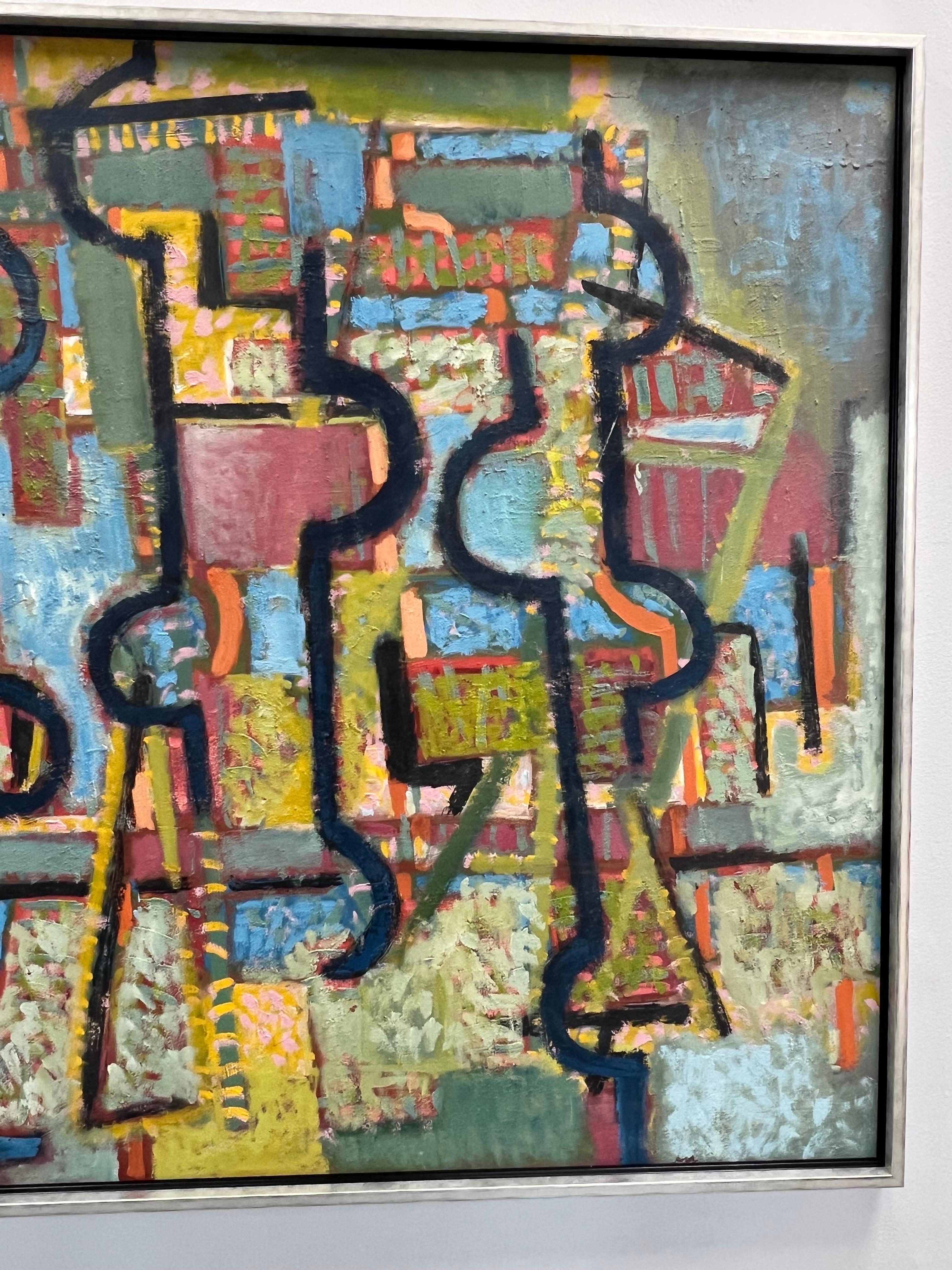 Ben Wilson Olio astratto di grandi dimensioni su tavola Scuola di New York, anni '70 in vendita 1