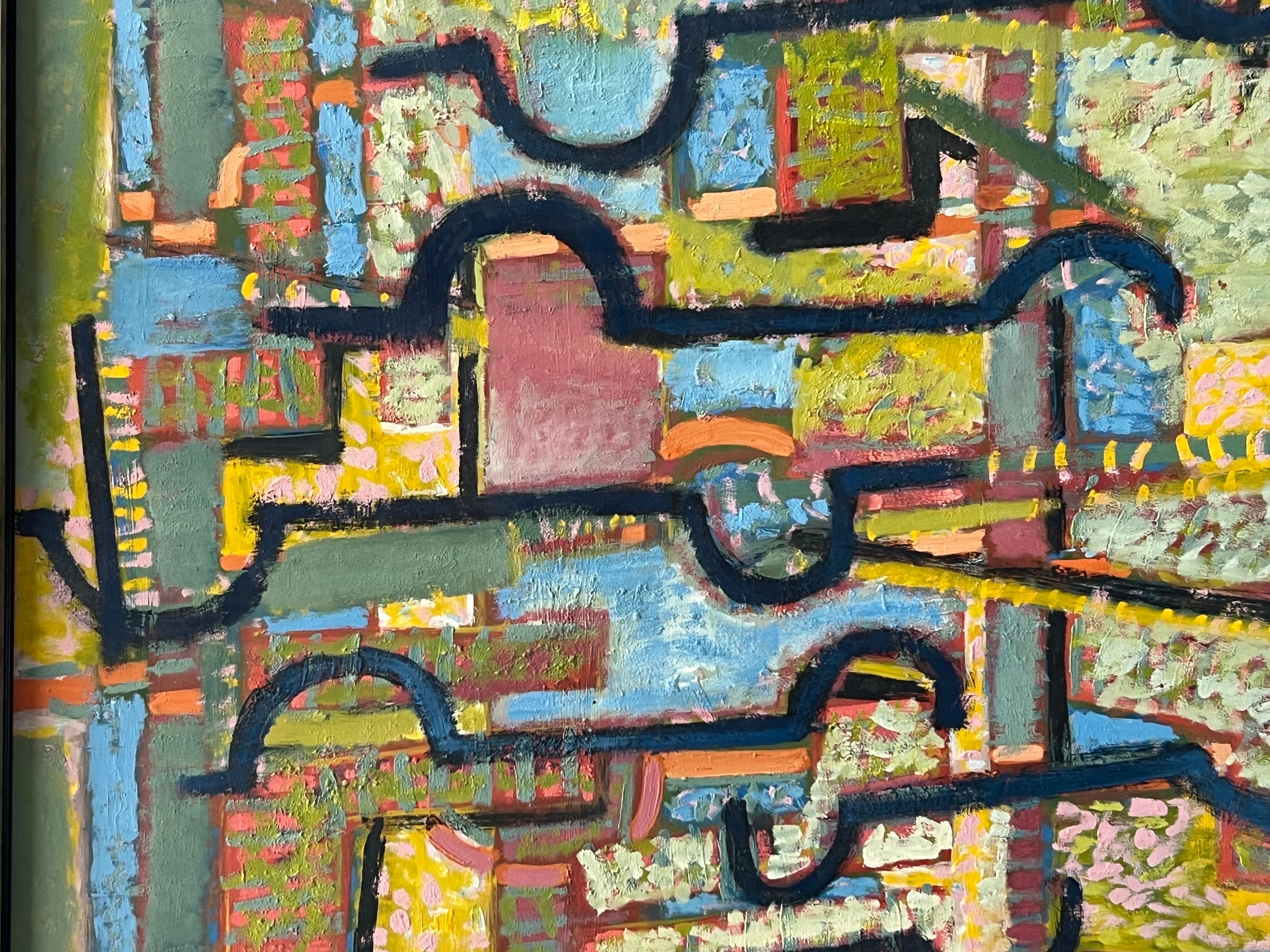 Ben Wilson Large Abstract Oil on Board New York School, 1970s For Sale 3