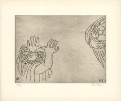 1966 Ben-Zion "Enkidu maledice la sacerdotessa (XXIV)" Acquaforte grigia