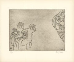 1966 Ben-Zion 'Enkidu Curses the Priestess (XXIV)' Gray Etching