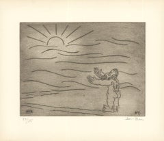 1966 Ben-Zion „Gilgamesh Then Sees a Shimmer of the Sun (XXXIII)“ Graue Radierung