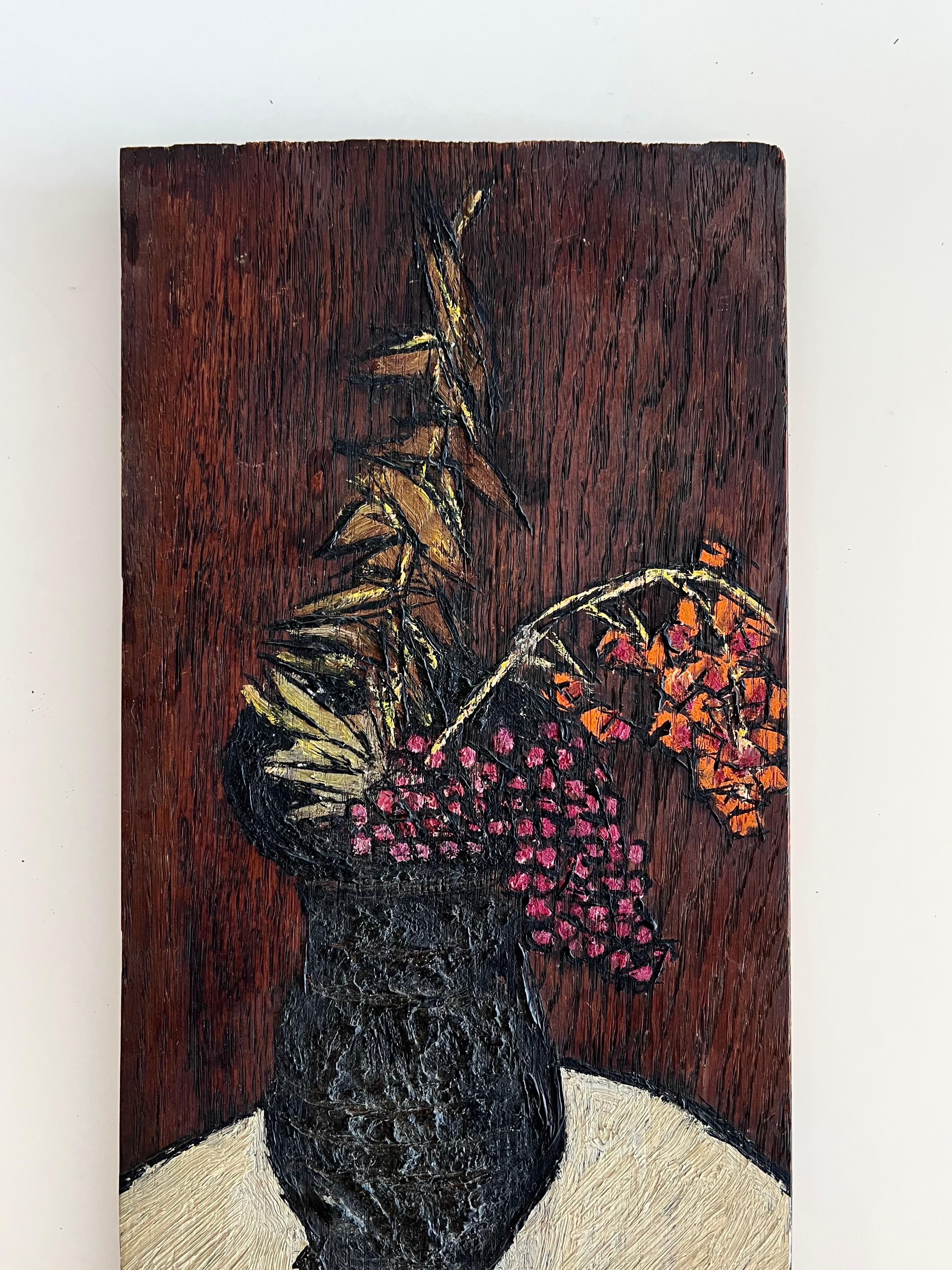 Amerikanische Modernist Ölgemälde Expressionist Vase, Blumen WPA Künstler Ben ZIon – Painting von Ben-Zion Weinman