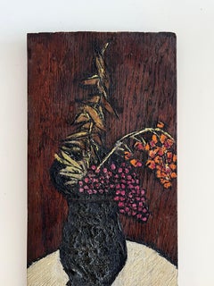American Modernist Oil Painting Expressionist Vase, Flowers WPA Artist Ben ZIon
