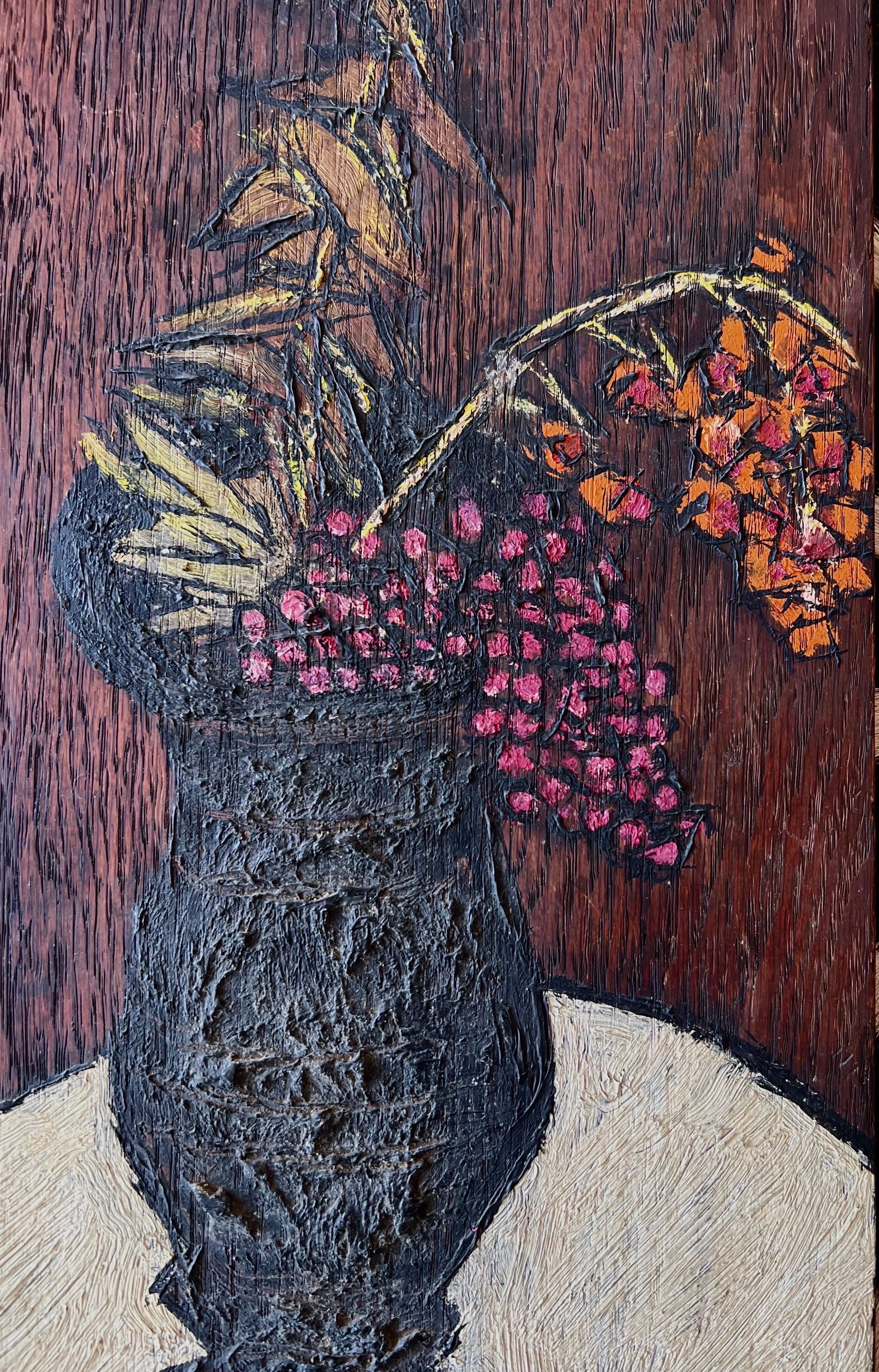 Amerikanische Modernist Ölgemälde Expressionist Vase, Blumen WPA Künstler Ben ZIon im Angebot 4