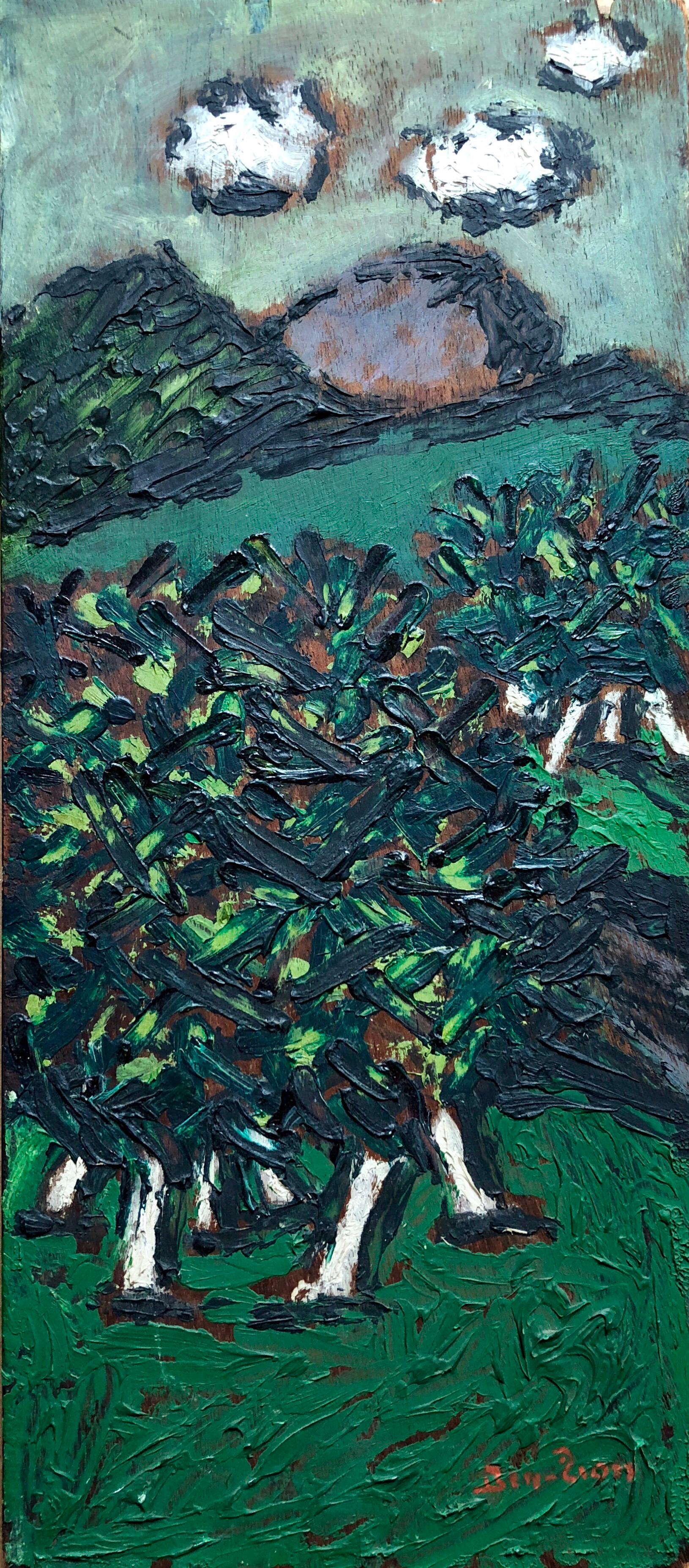 Peinture à l'huile moderniste américaine - paysage gestuel - Groupe d'artistes de 10 artistes de la WPA
