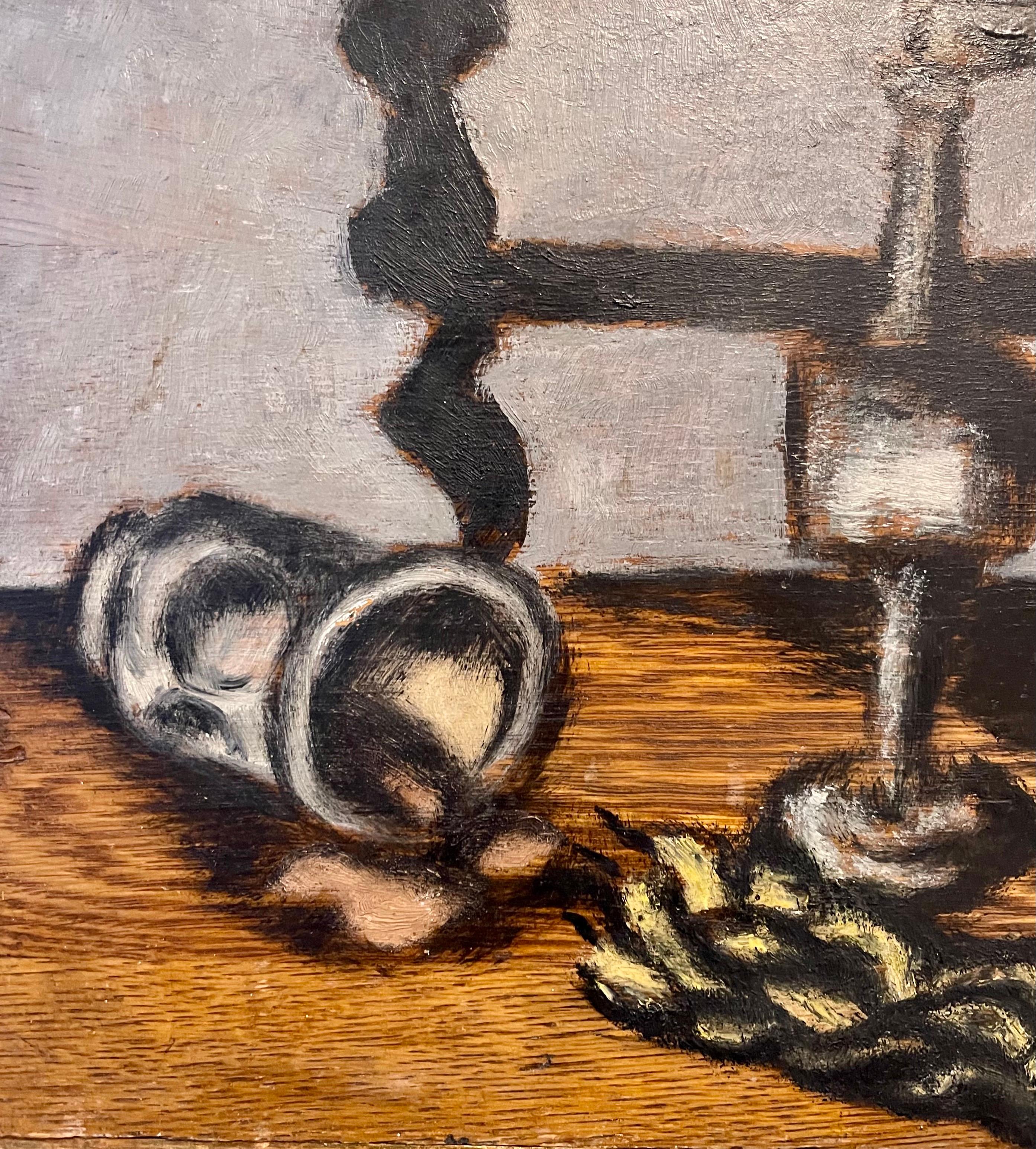 Pittura a olio di una scena di Havdalah con candela intrecciata, scatola con torre di spezie e coppa kiddush.

Nato nel 1897, Ben-Zion Weinman ha celebrato la sua eredità ebraica europea nelle sue opere visive come scultore, pittore e stampatore.