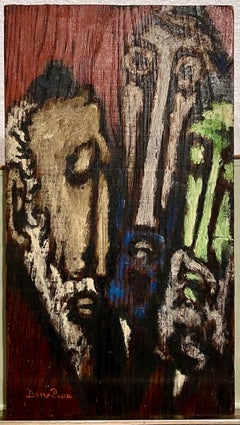 Expressionist Judaica Rabbis Oil Painting Jewish American WPA Modernist Ben Zion