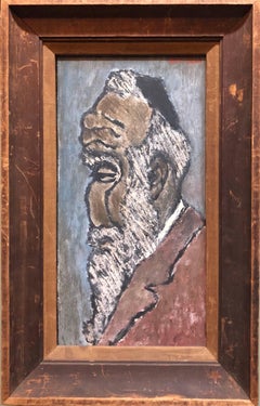 Modernistisches Judaica-Ölgemälde „Alter Jude“ – Jüdischer Rabbiner beim Gebet