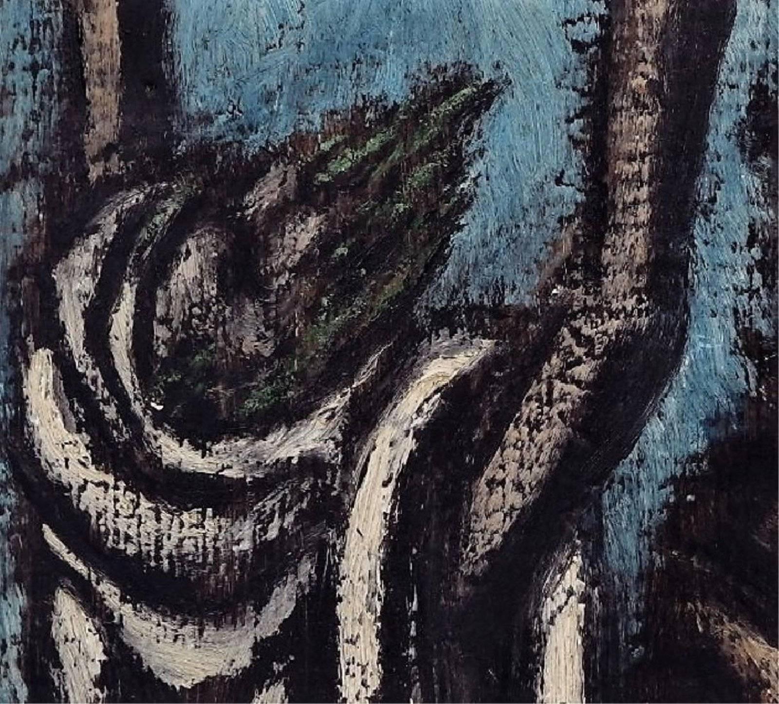 Il Profeta, pittura ad olio Modernista Judaica Biblico Rabbino Ebreo in preghiera - Painting American Modern di Ben-Zion Weinman