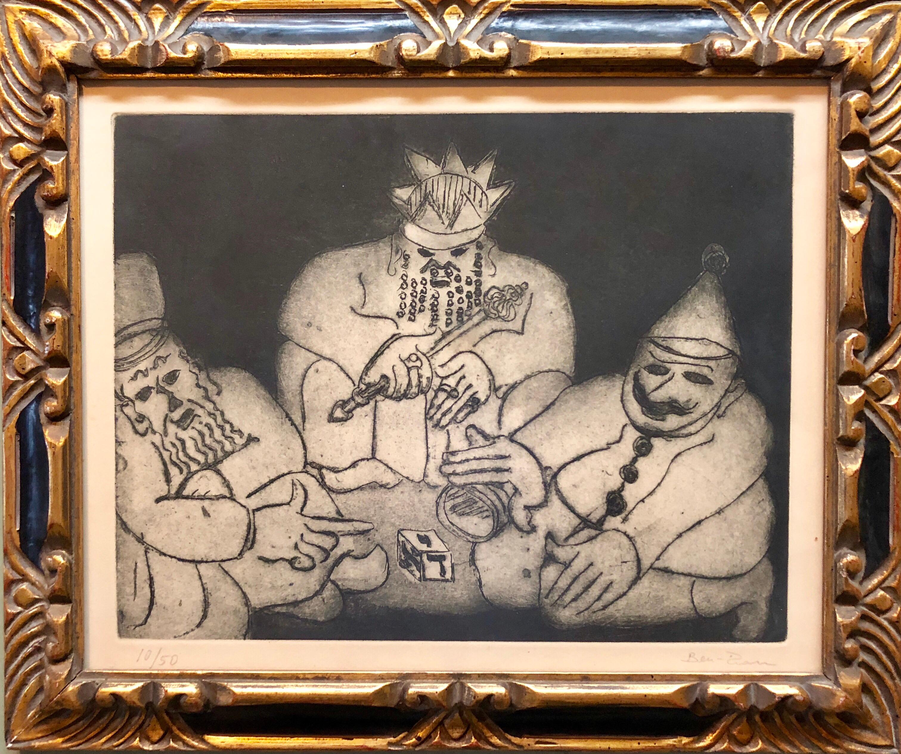 Purim Holiday Scene Judaica Aquatint Etching American Modernist WPA Artist - Print by Ben-Zion Weinman