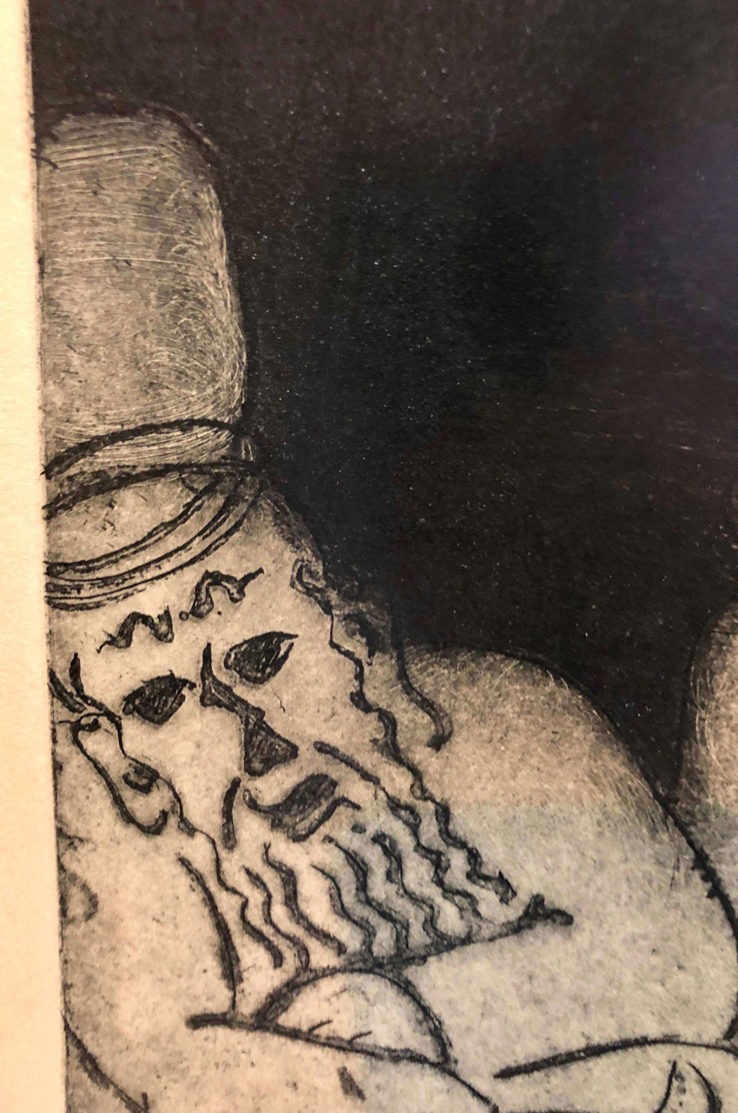Purim Holiday Scene Judaica Aquatint Etching American Modernist WPA Artist - Expressionist Print by Ben-Zion Weinman