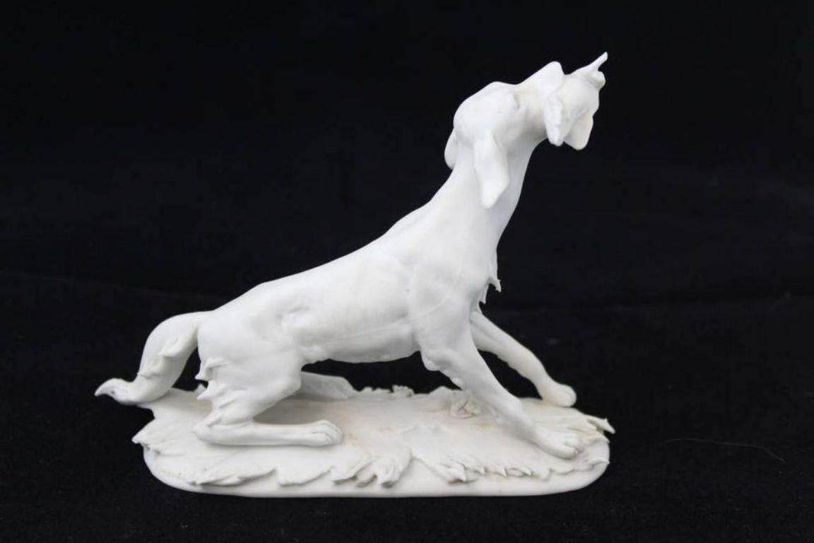 Mid-Century Modern Benacchio Bisque White Porcelain Hound Signed For Sale