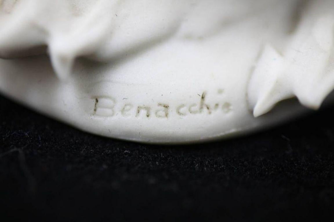 Italian Benacchio Bisque White Porcelain Hound Signed For Sale