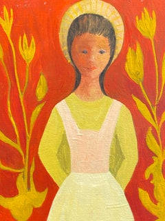 1950's French Modernist/ Cubist Painting signed - Portrait of Young Girl