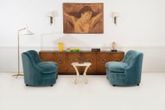 Benard Rhone for Mastercraft Cabinets, Burled Elm with Brass Knocker Pulls 1965