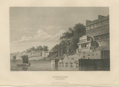 Benares on the Ganges, Ghats and Riverside Palaces, Steel Engraving, 1859