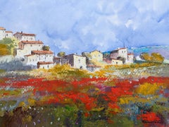 Benaavente Solis. maison. champ. coquelicots.  Mallorca - expressionniste d'origine
