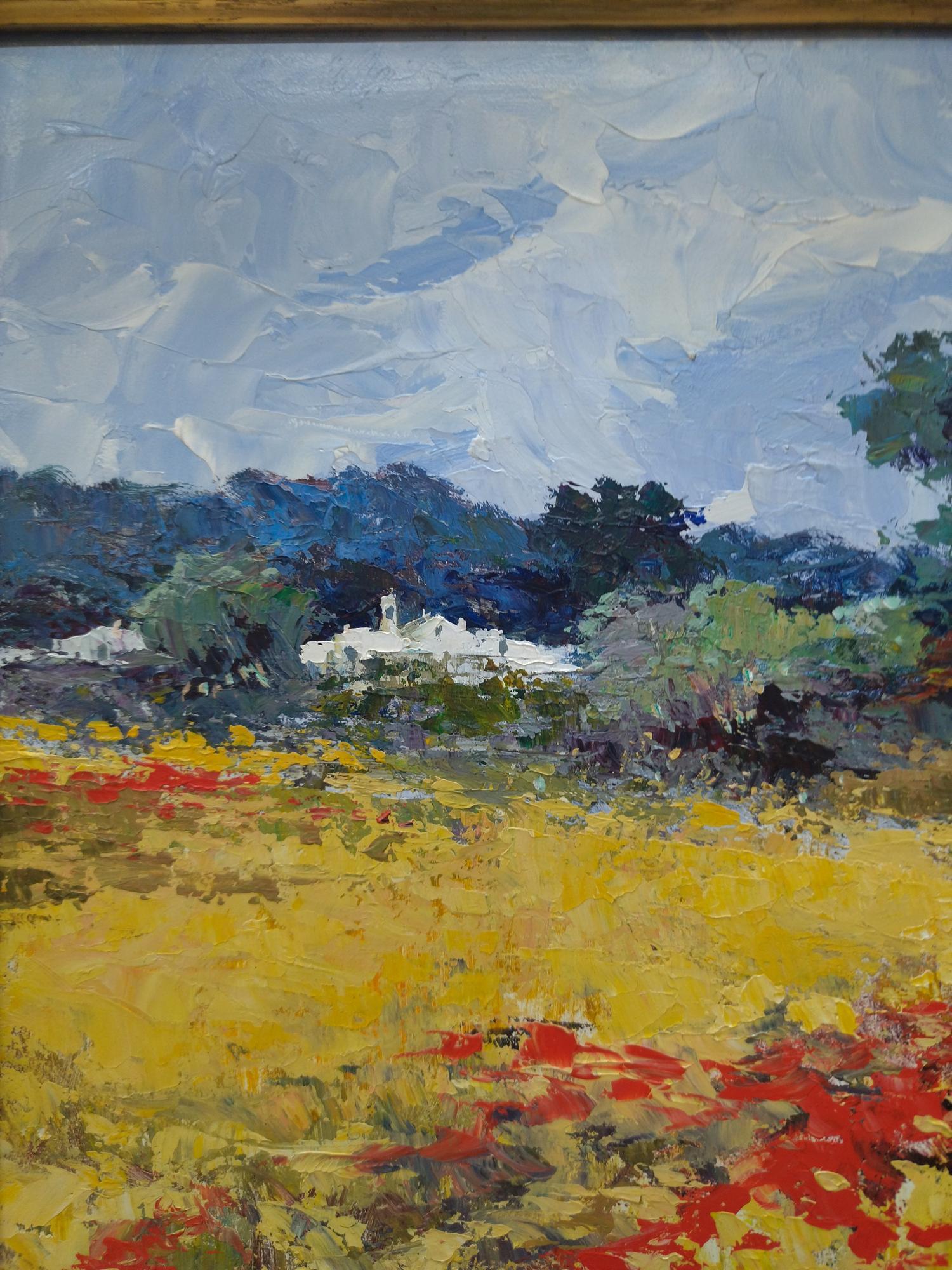 Benavente Solis  Campo de Mallorca  original expressionist acrylic painting For Sale 1