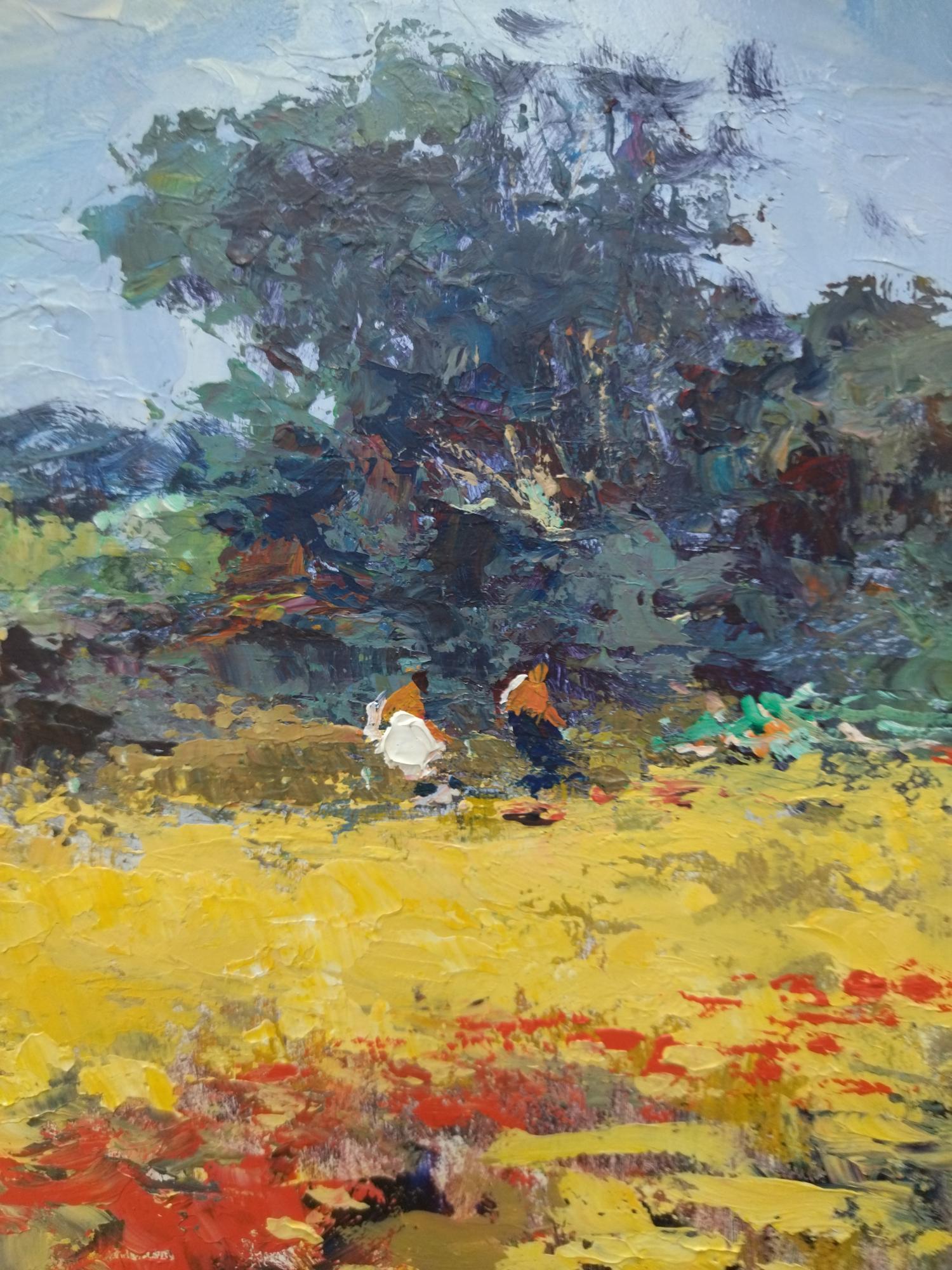 Benavente Solis  Campo de Mallorca  original expressionist acrylic painting For Sale 2