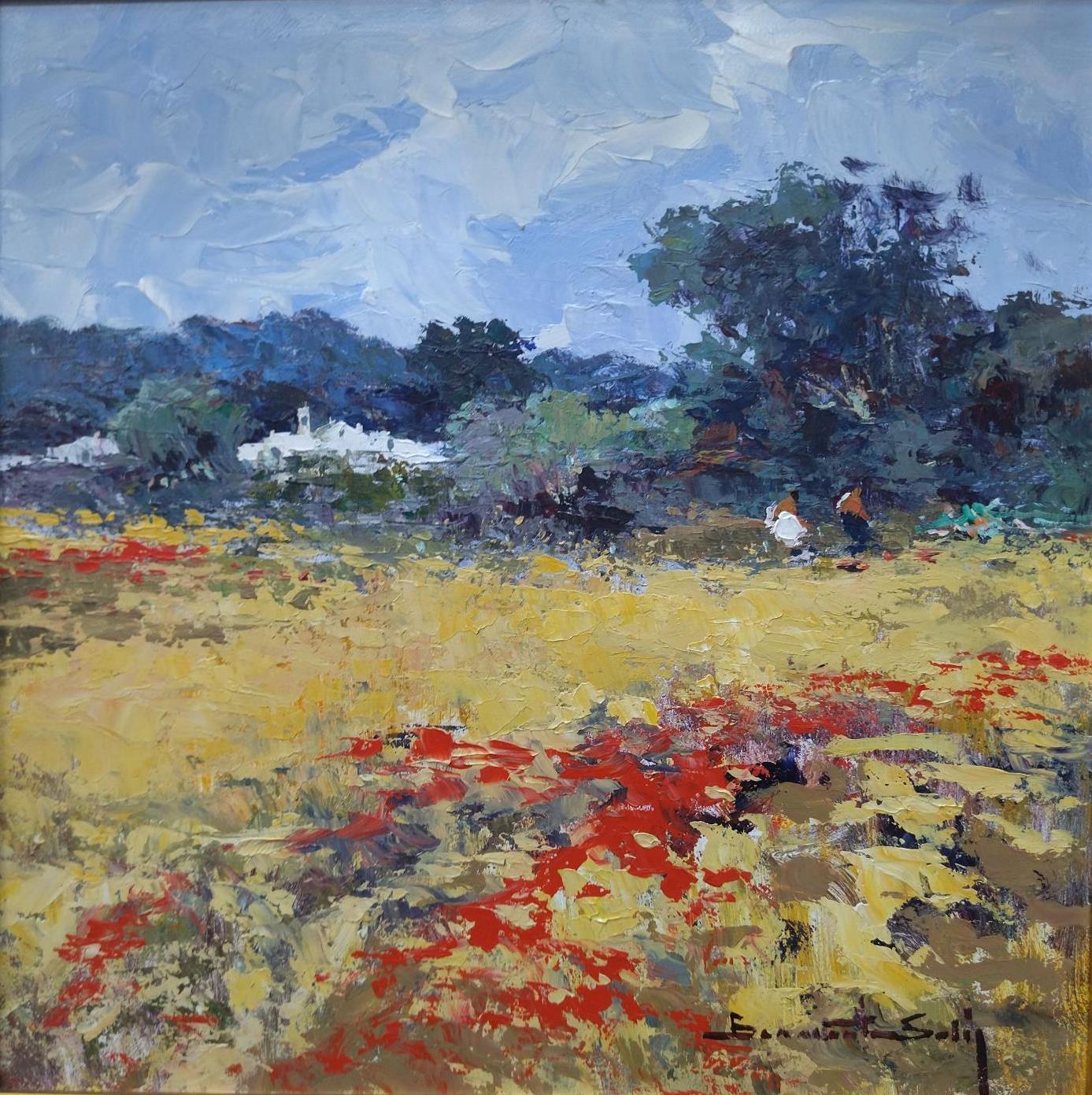 Benavente Solis  Campo de Mallorca  original expressionist acrylic painting For Sale 4