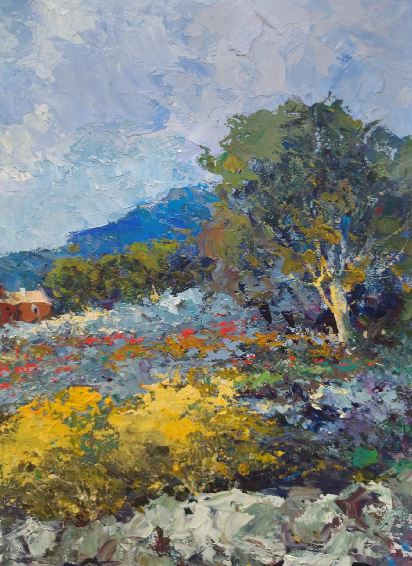 Benavente Solis  Campo de Mallorca  pintura acrílica expresionista original en venta 1