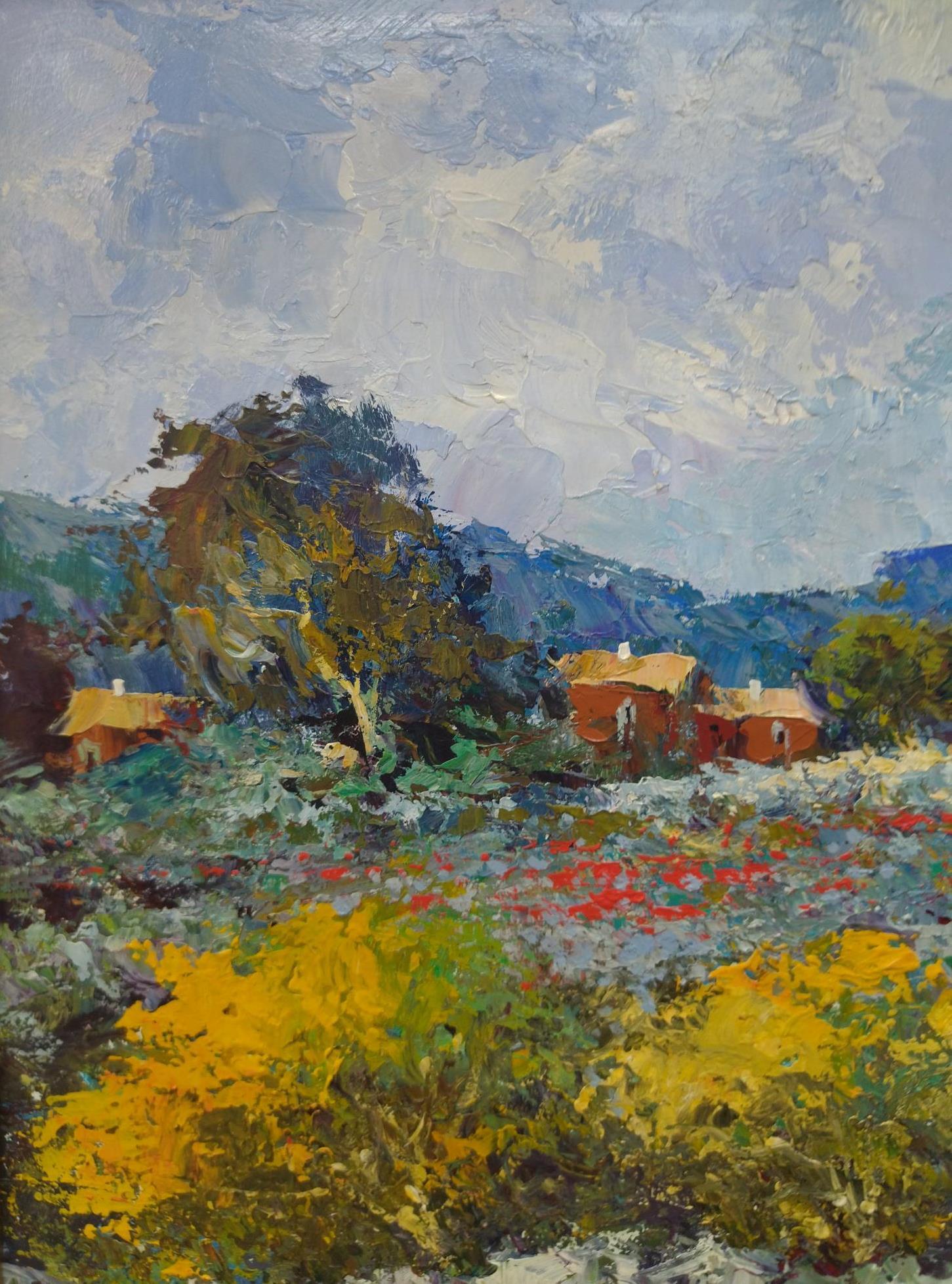 Benavente Solis  Campo de Mallorca  pintura acrílica expresionista original en venta 2