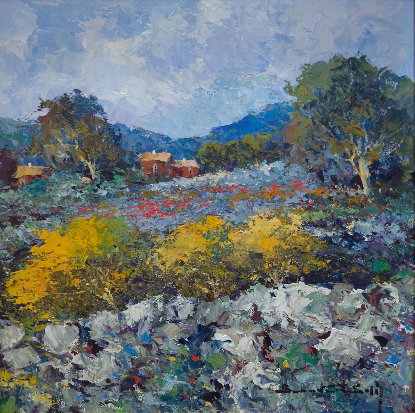 Benavente Solis  Campo de Mallorca  pintura acrílica expresionista original en venta 4