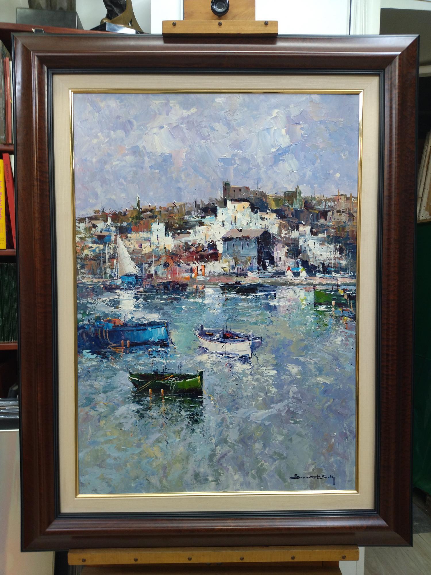 Benavente Solís 15 Landscape - original expressionist - Brown Landscape Painting by Benavente Solis
