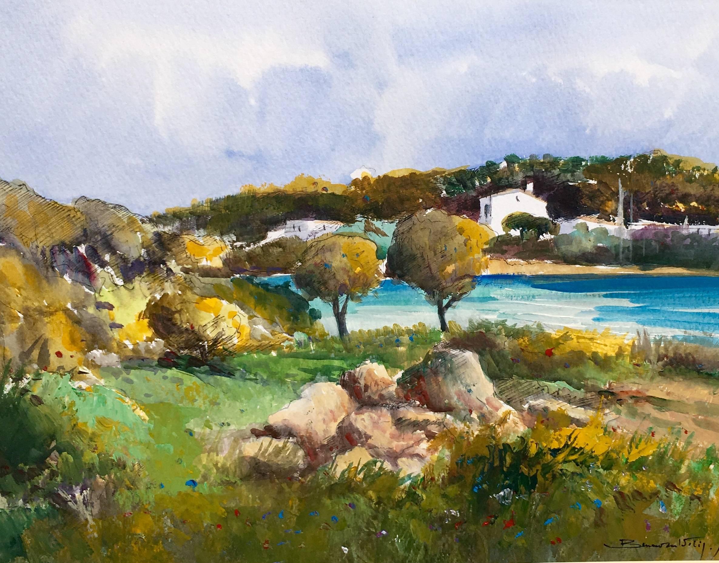 Benavente Solís    coast. Landscape of Mallorca- original expressionist  - Painting by Benavente Solis