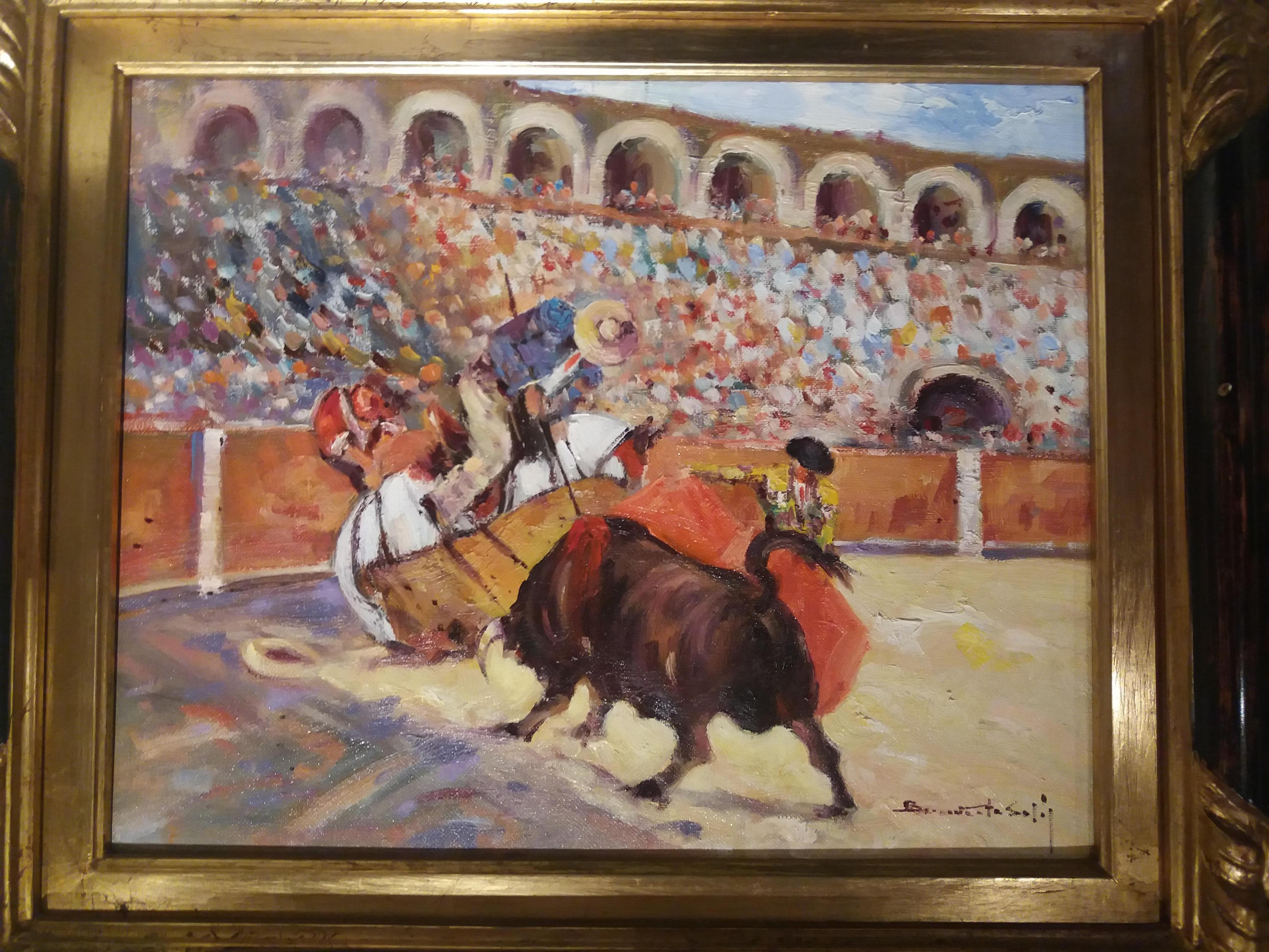  Benavente Solis   bullfight original expressionist acrylic painting For Sale 9