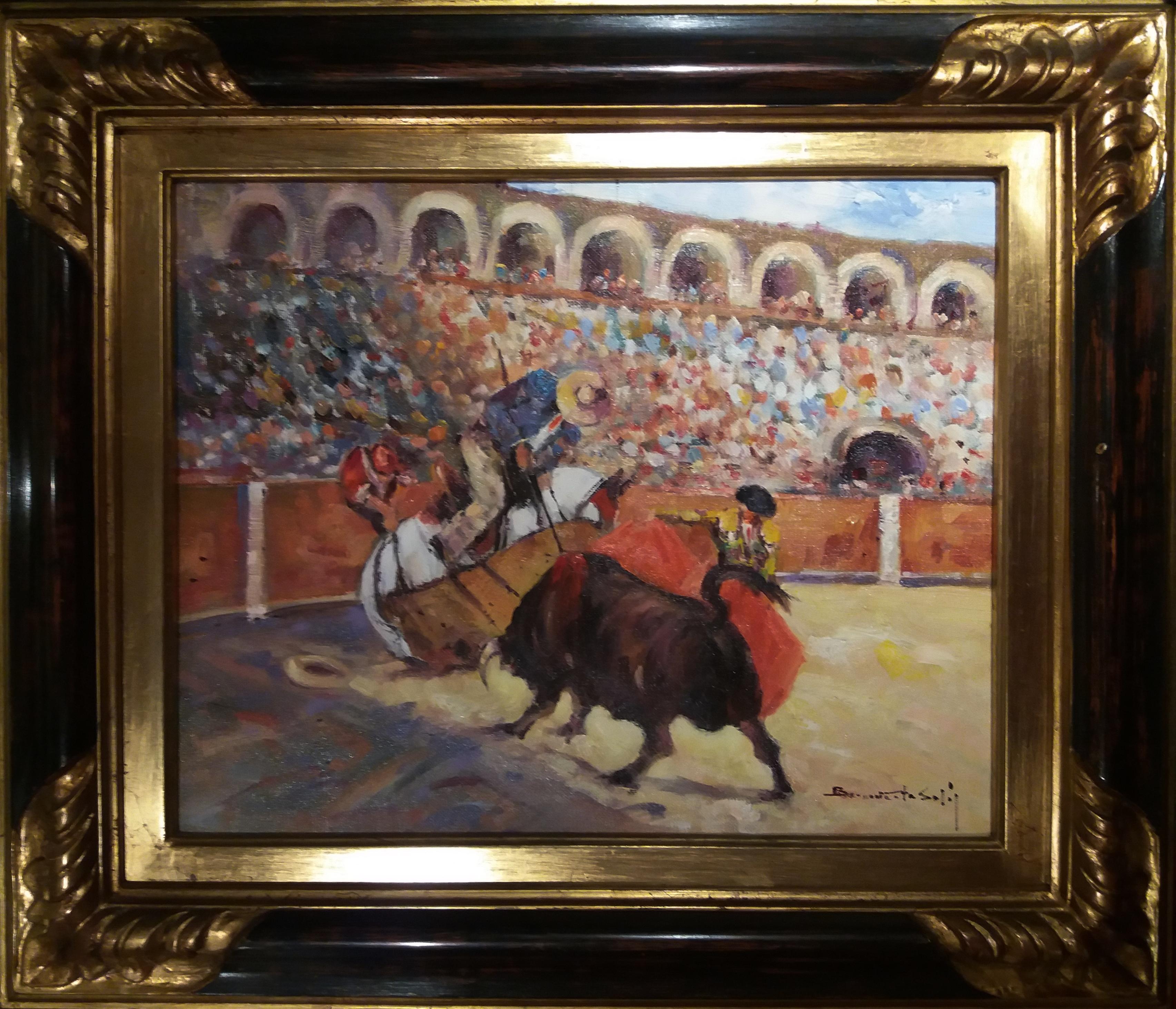  Benavente Solis   bullfight original expressionist acrylic painting For Sale 2