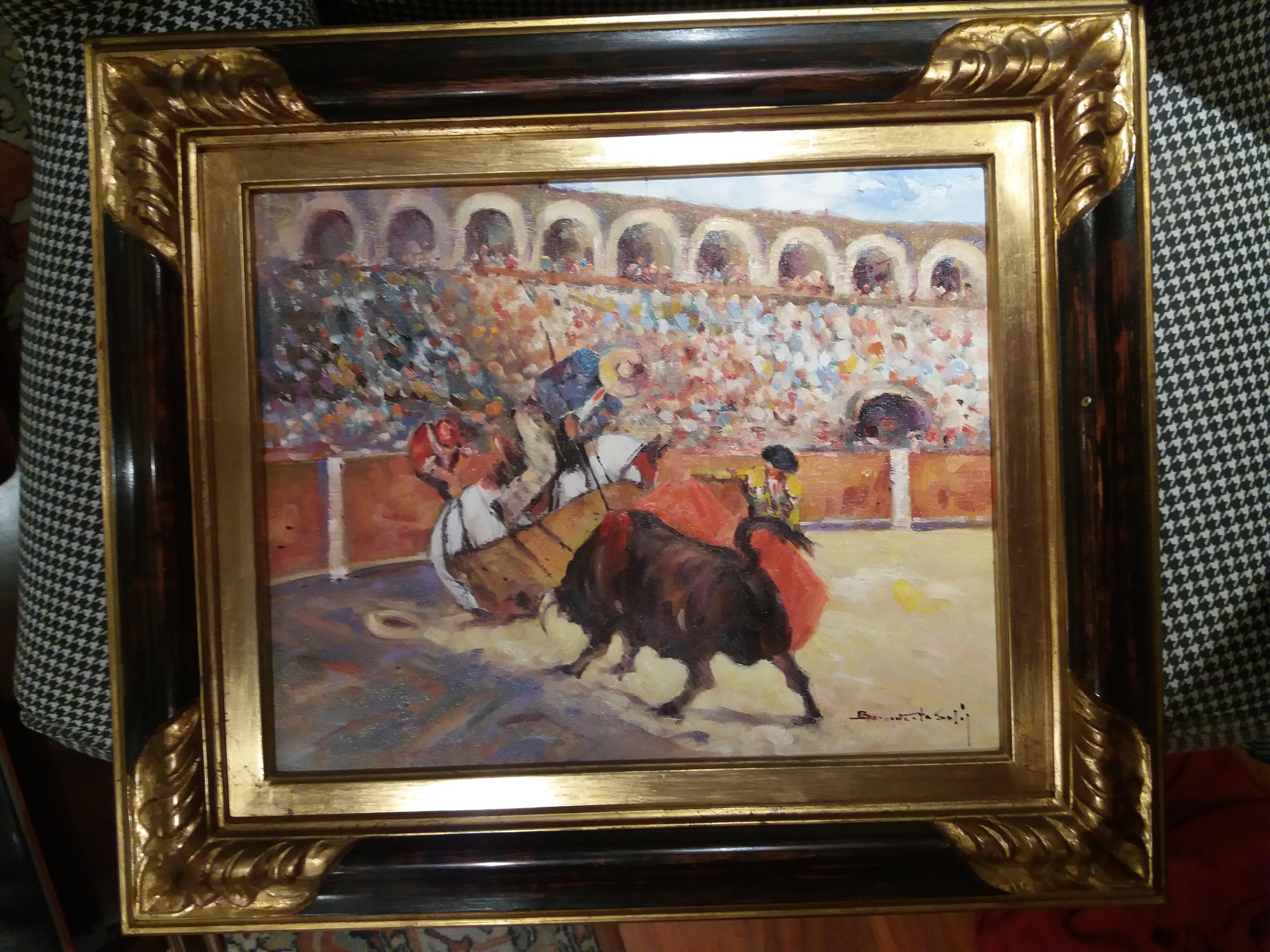  Benavente Solis   bullfight original expressionist acrylic painting For Sale 4