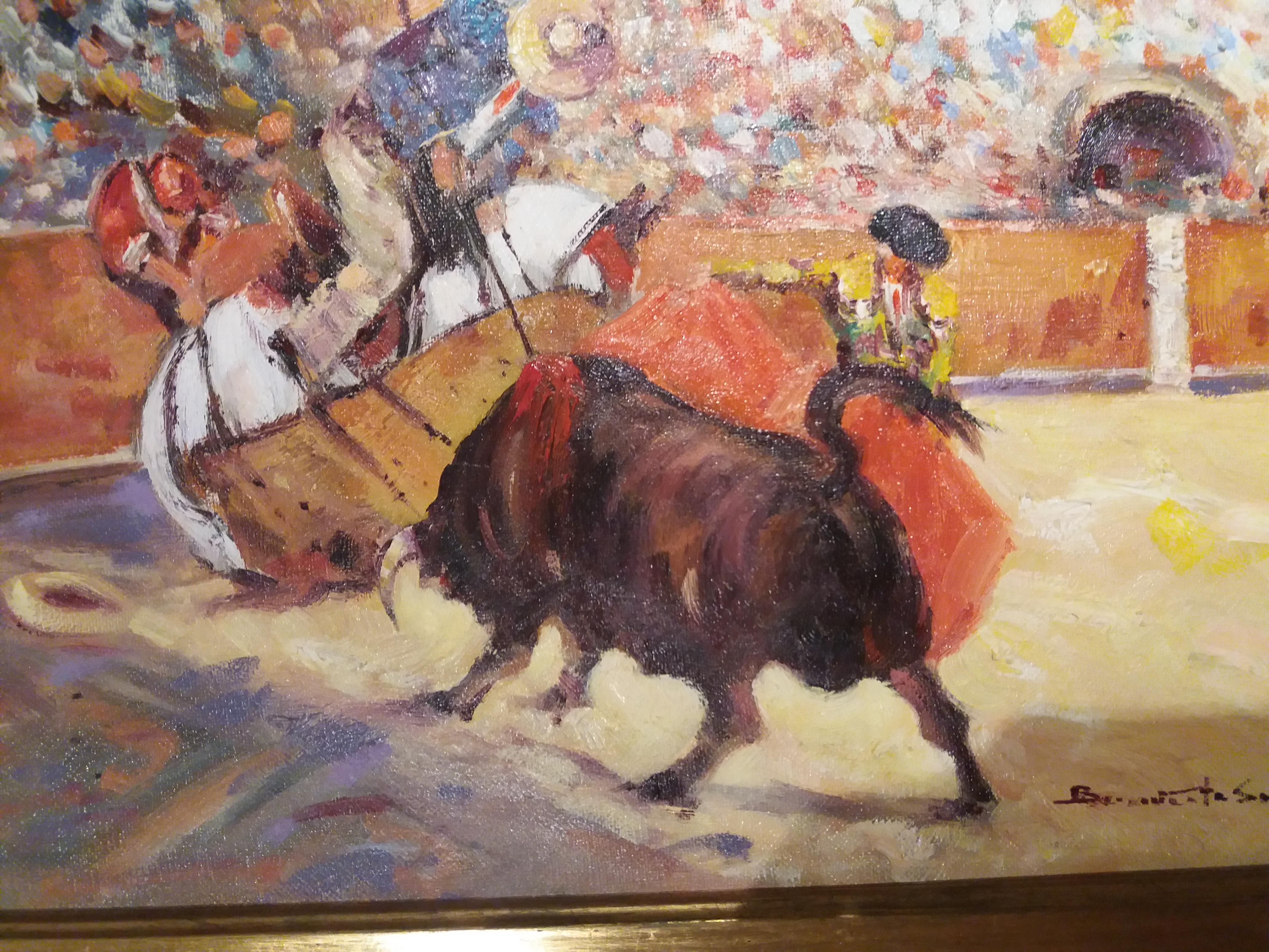 Benavente Solis   bullfight original expressionist acrylic painting For Sale 6