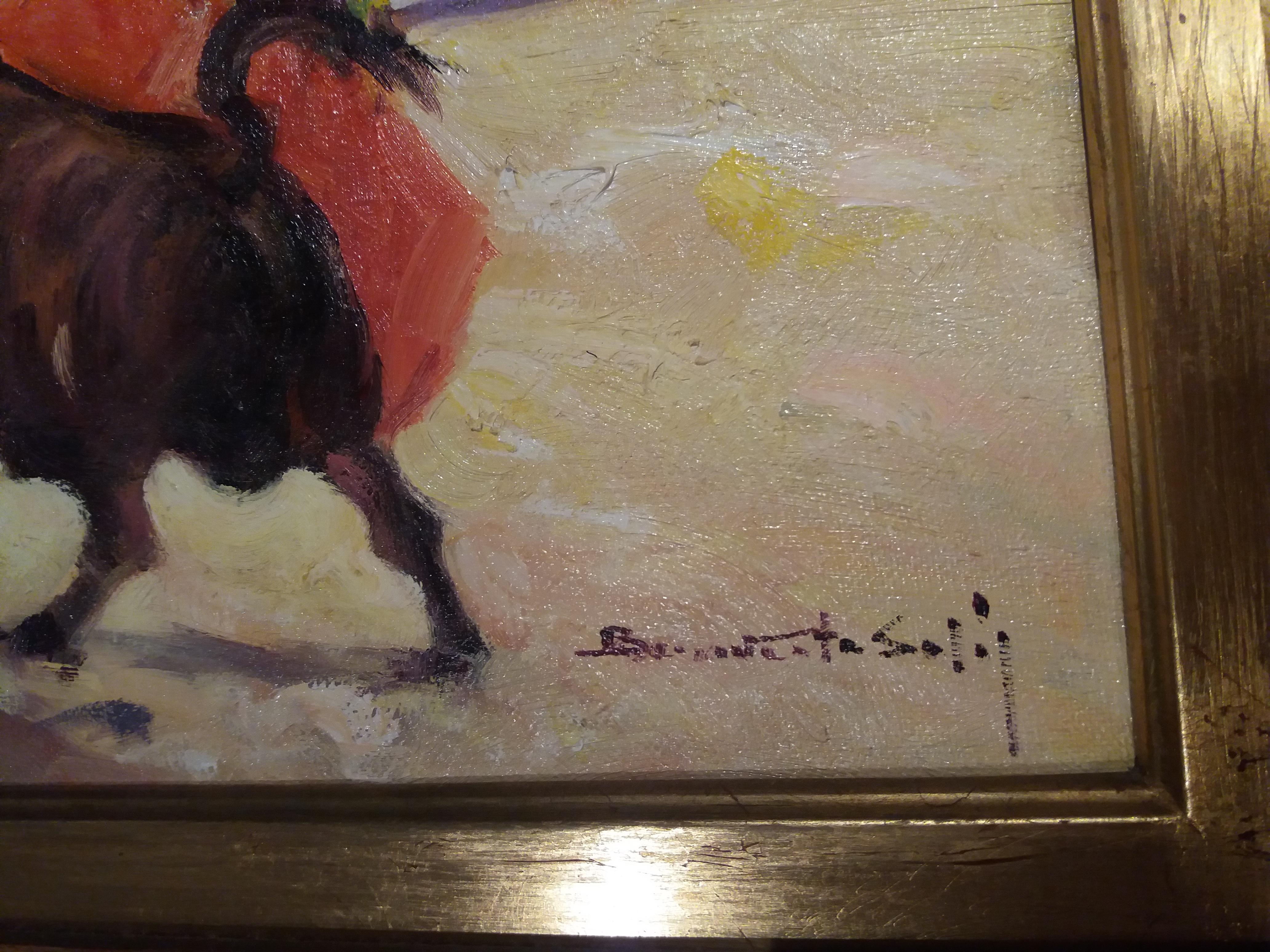  Benavente Solis   bullfight original expressionist acrylic painting For Sale 7