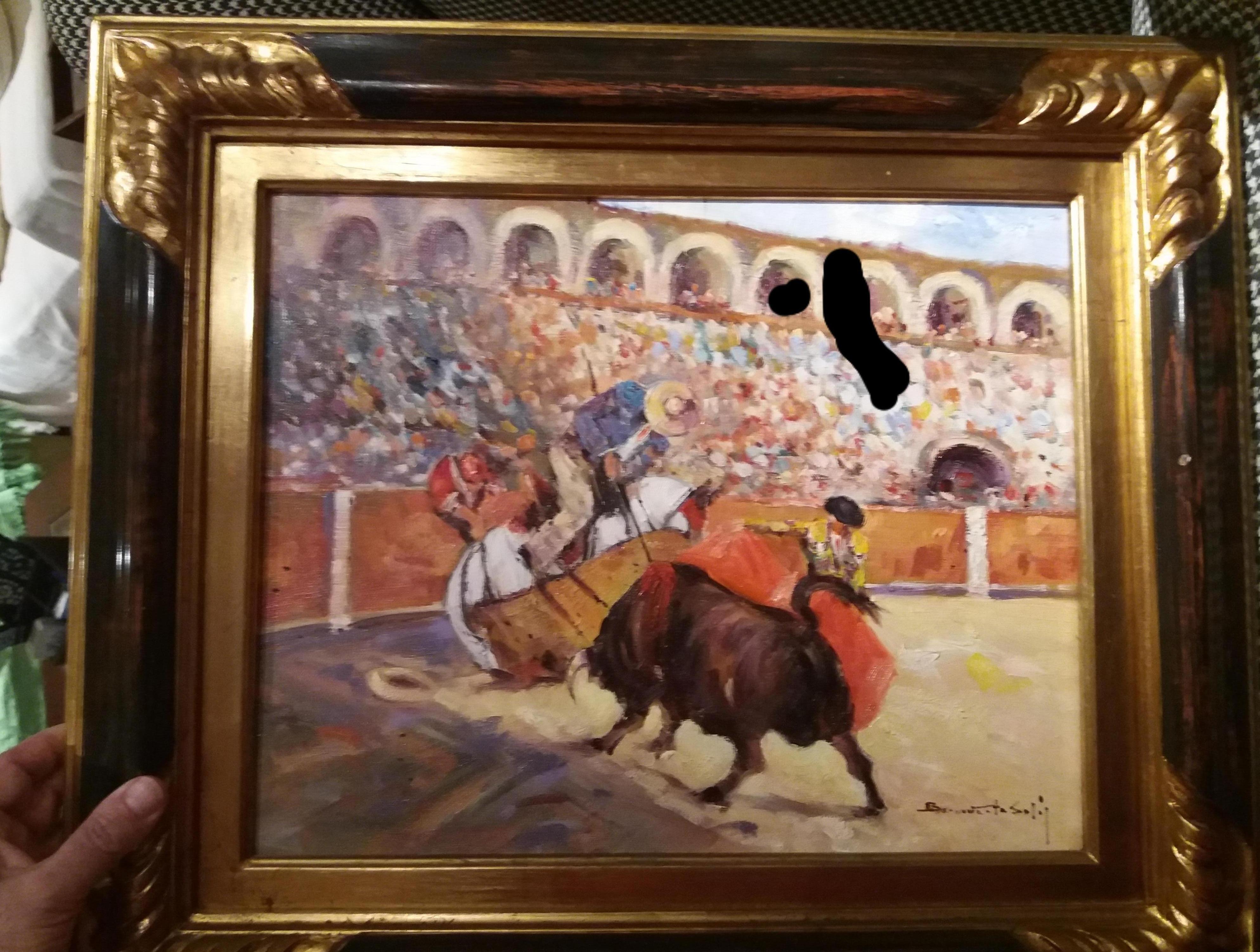  Benavente Solis   bullfight original expressionist acrylic painting For Sale 8