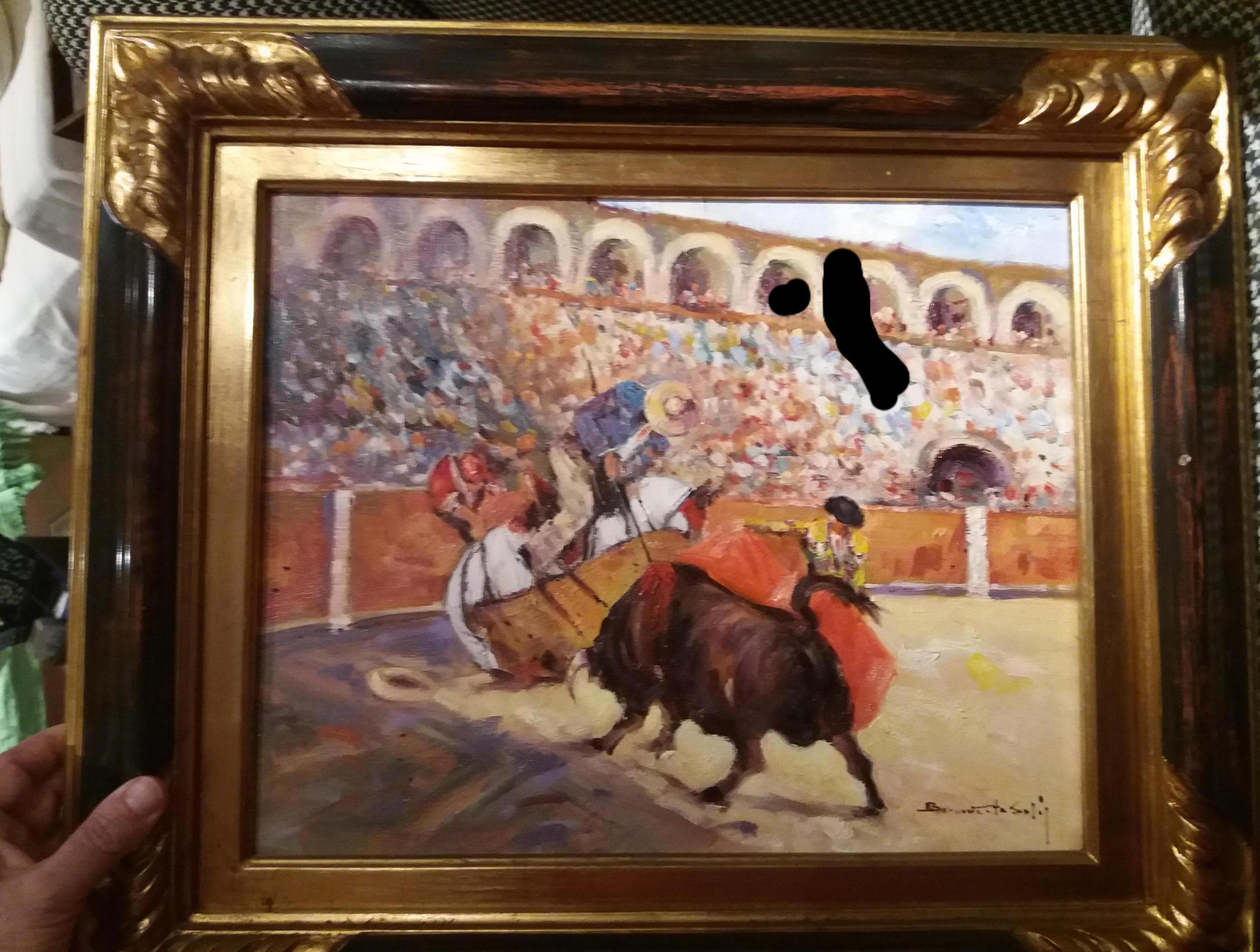 Benavente Solis   corrida dipinto originale in acrilico espressionista in vendita 9