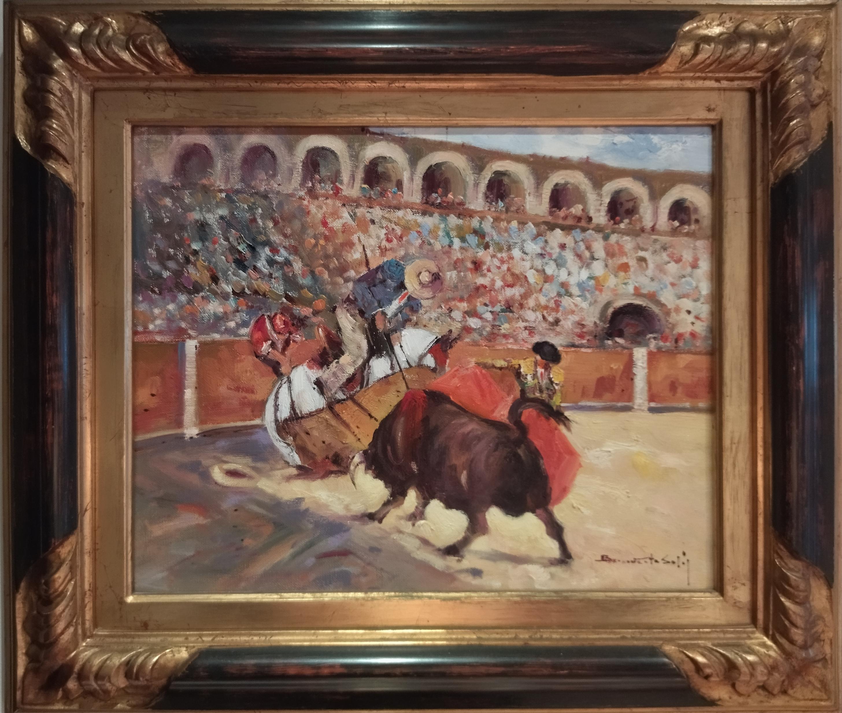 Benavente Solis   corrida dipinto originale in acrilico espressionista in vendita 1