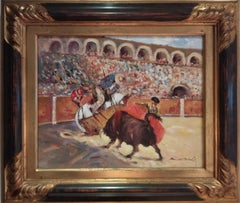 Benavente Solis   corrida de toros pintura acrílica expresionista original