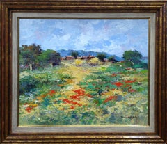 Vintage  Benavente Solis Campo de Amapolas  original expressionist acrylic painting