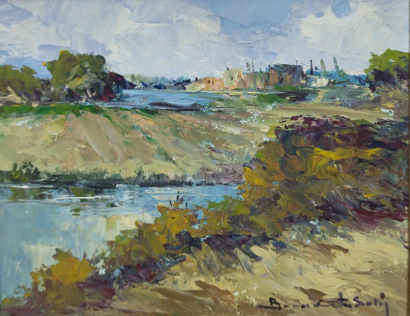 Benavente Solis  Campo de Mallorca  pintura acrílica expresionista original en venta 4