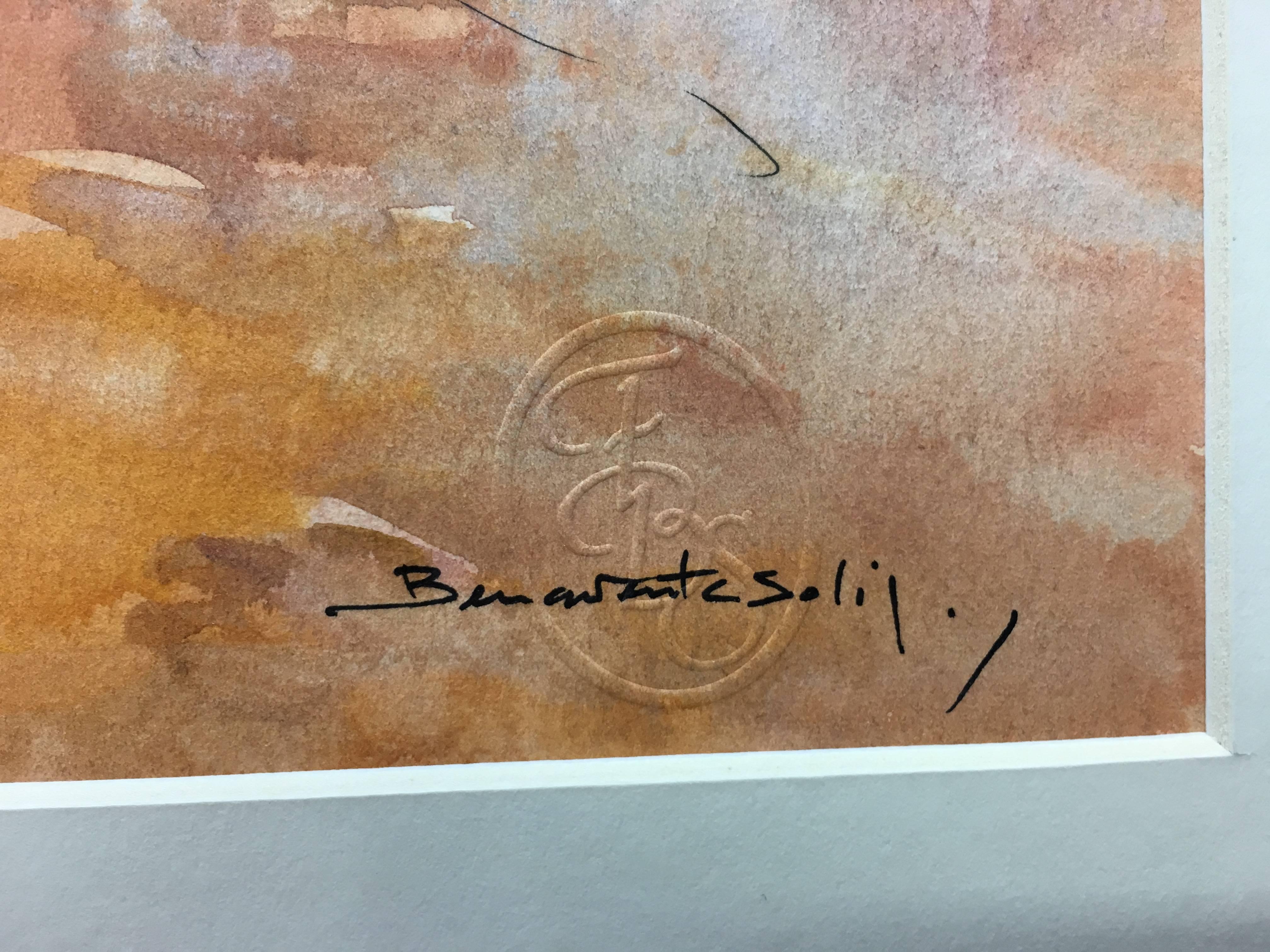  paysage- peinture acrylique figurative originale .l encadrée
 de l'artiste espagnol BENAVENTE SOLIS.
Aquarelle sur papier.
Un état parfait 
Frais de transport inclus

Lors de sa première exposition à Paris, la presse française le catalogue comme