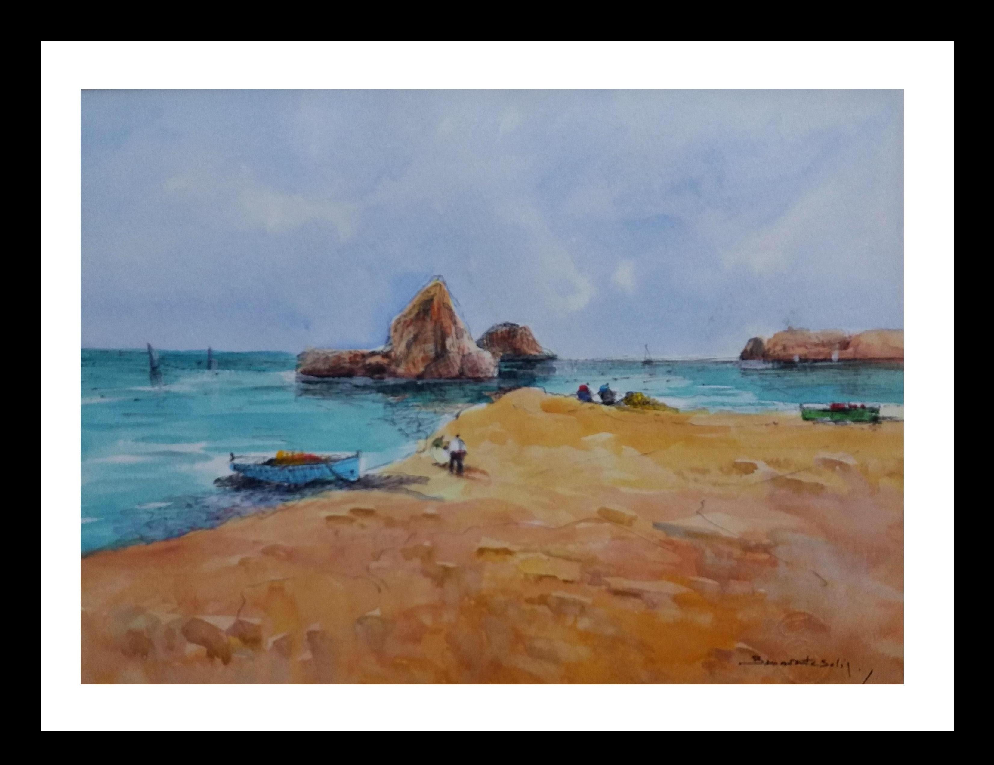 Benavente Solis Landscape Painting - Benavente Solís   Coast  BeachB original figuratif acrylic painting