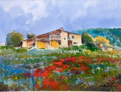 Benavente Solís  Poppies Red  Green  Home. Field.   Mallorca-  expressionist