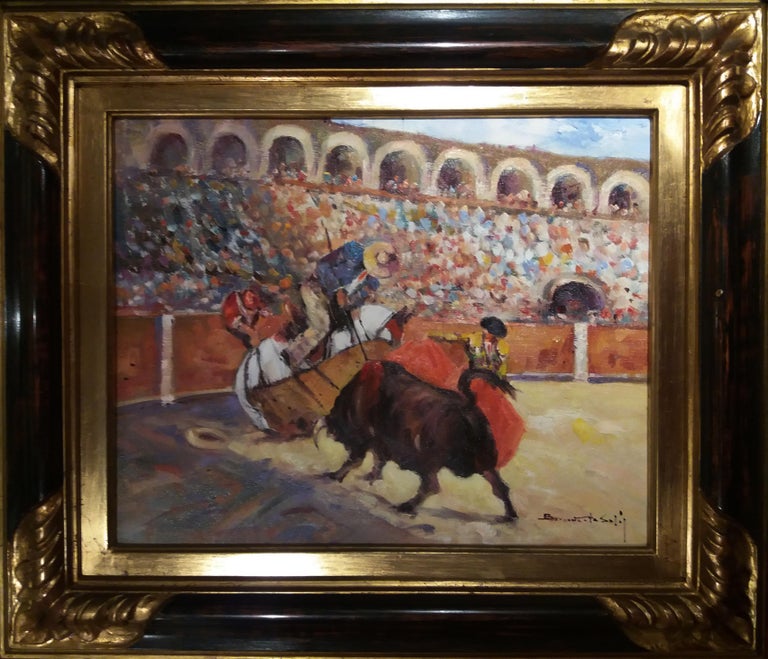 Benavente Solis Figurative Painting -  bullfight original expressionist acrylic painting