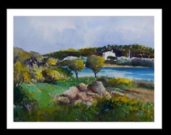 Landscape of Mallorca- original expressionist watercolor painting
