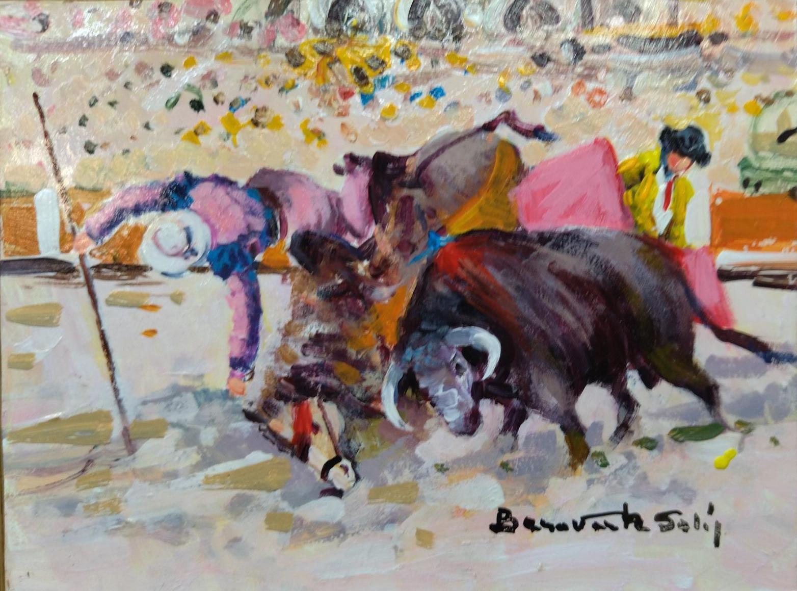 Benavente Solis Figurative Painting -   Benavente Solís  46.2 bullfight. picador. little original expressionist 