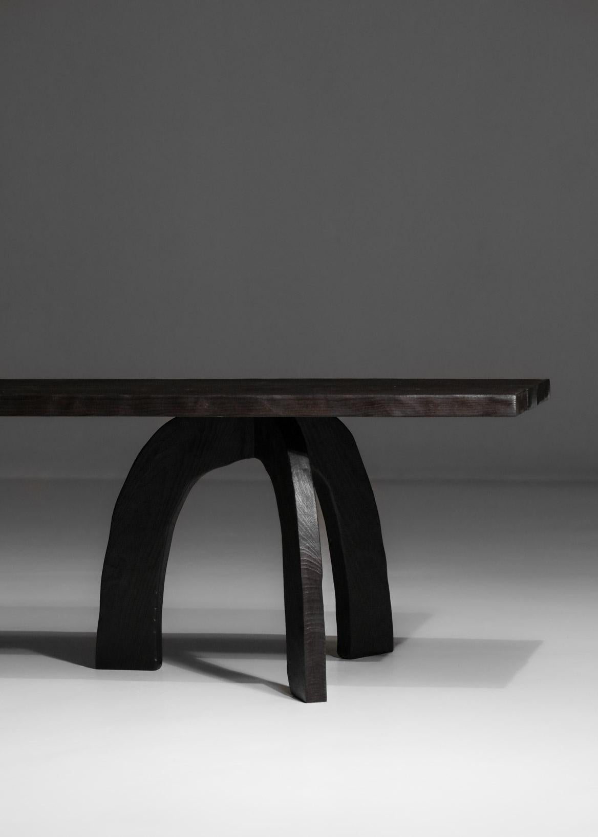 Bench 80/20 by Vincent Vincent in Burnt Wood Ethnic Brutalist For Sale 2