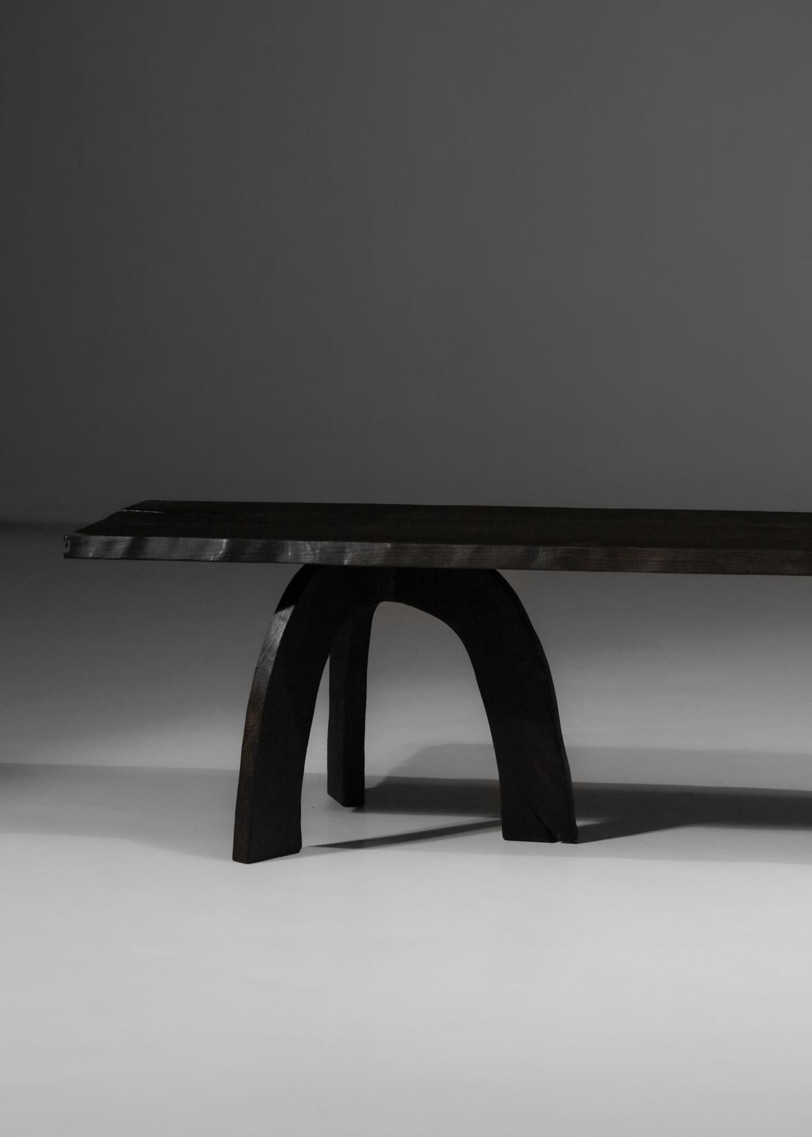 Bench 80/20 by Vincent Vincent in Burnt Wood Ethnic Brutalist For Sale 6